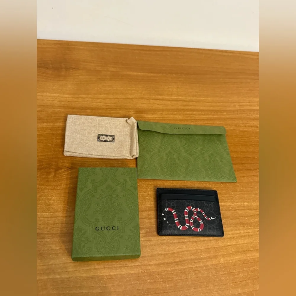 Black Cardholder with Red Snake Print